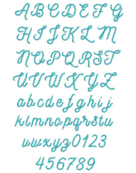 Chain Stitch Embroidery Font. BX - Scalable from 1-1.5", (Upper, Lower, Numbers and Symbols)